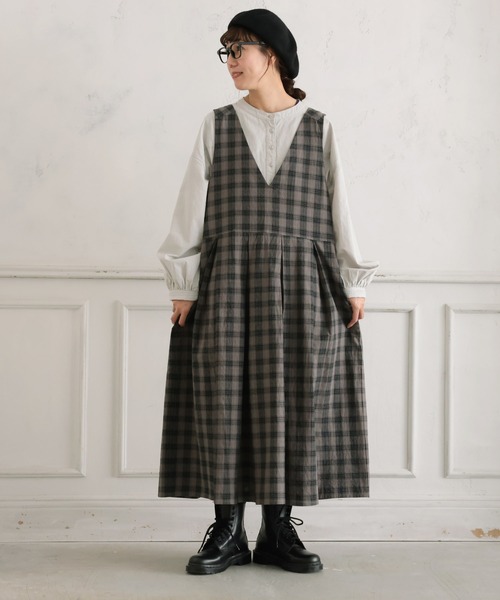 soulberry（ソウルベリー）の「モノトーンなチェックのジャンスカ（ジャンパースカート・レディース・グレー・5L/4L/3L/LL/L/M）」の17枚目の写真