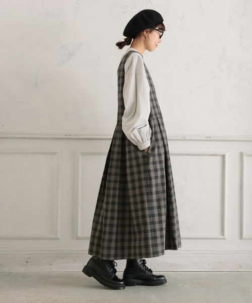 soulberry（ソウルベリー）の「モノトーンなチェックのジャンスカ（ジャンパースカート・レディース・グレー・5L/4L/3L/LL/L/M）」の18枚目の写真