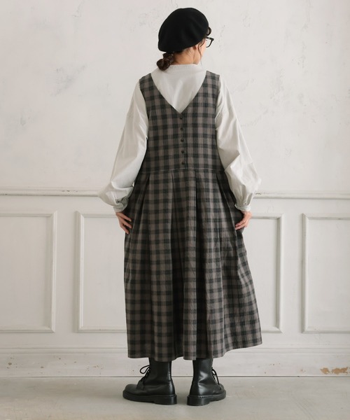 soulberry（ソウルベリー）の「モノトーンなチェックのジャンスカ（ジャンパースカート・レディース・グレー・5L/4L/3L/LL/L/M）」の19枚目の写真