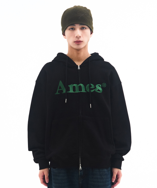 AMESWORLDWIDE（アメスワールドワイド）の「BASIC LOGO HOODIE ZIP UP BLACK（パーカー・メンズ・その他・SMALL/MEDIUM/LARGE）」の4枚目の写真