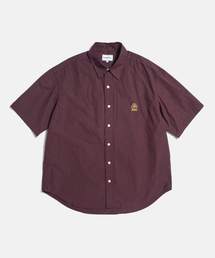ESPIONAGE | クレスト ロゴ S/S オーバーシャツ バーガンディ(シャツ/ブラウス)