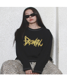 GRAFFITI LOGO TEXT BOXY LONG SLEEVE - Black