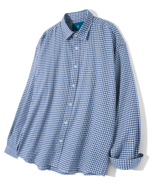 Diamond Layla(ダイアモンドレイラ)の「ギンガムチェックシャツ S101 ブルー(シャツ/ブラウス・レディース・その他・SMALL/MEDIUM/LARGE/X-LARGE)」の2枚目の写真