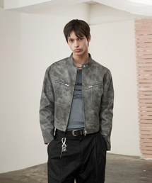 SPERONE（スペロネ）の「クロップダブルウォッシングジップアップチャイナジャケット（ブラック）（ライダースジャケット）」