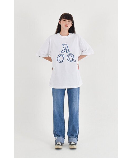 APOSTROPHE COMMA(アポストロフィコンマ)の「ACOロゴ半袖Tシャツ(ホワイト-ブルー)(Tシャツ/カットソー・レディース・その他・SMALL/X-LARGE/LARGE/MEDIUM)」の2枚目の写真