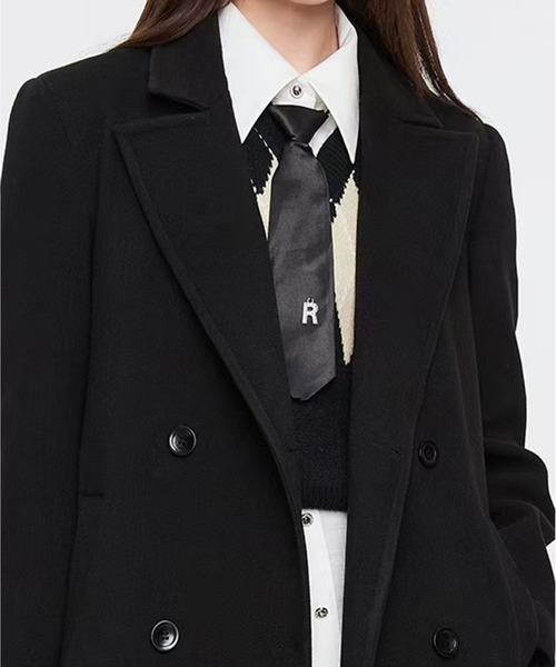 セール】ダブルブレストロング丈の紐付きコート（ダッフルコート