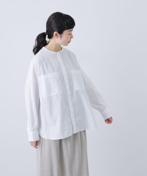 かぐれ（カグレ）の「コットンダブルポケットワイドシャツ（シャツ/ブラウス・レディース・オフホワイト/ブルー・FREE）」の19枚目の写真