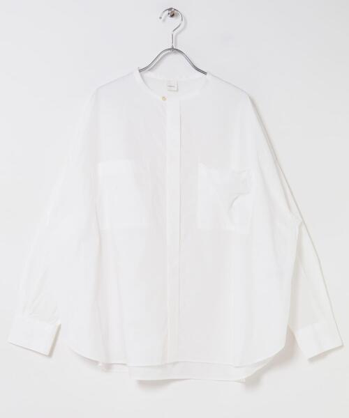 かぐれ（カグレ）の「コットンダブルポケットワイドシャツ（シャツ/ブラウス・レディース・オフホワイト/ブルー・FREE）」の3枚目の写真
