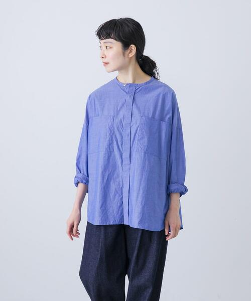 かぐれ（カグレ）の「コットンダブルポケットワイドシャツ（シャツ/ブラウス・レディース・オフホワイト/ブルー・FREE）」の6枚目の写真