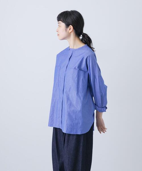 かぐれ（カグレ）の「コットンダブルポケットワイドシャツ（シャツ/ブラウス・レディース・オフホワイト/ブルー・FREE）」の8枚目の写真