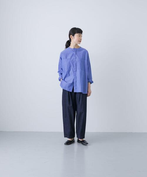 かぐれ（カグレ）の「コットンダブルポケットワイドシャツ（シャツ/ブラウス・レディース・オフホワイト/ブルー・FREE）」の9枚目の写真