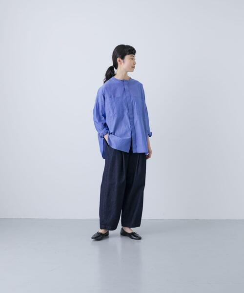 かぐれ（カグレ）の「コットンダブルポケットワイドシャツ（シャツ/ブラウス・レディース・オフホワイト/ブルー・FREE）」の10枚目の写真