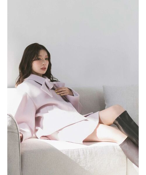 MERCURYDUO（マーキュリーデュオ）の「【セットアップ着用可】ビッグリボンショートコート（その他アウター・レディース・ベビーピンク/アイボリー・FREE）」の4枚目の写真