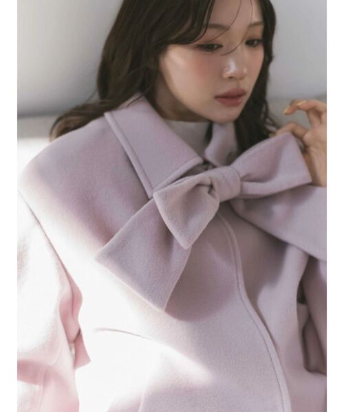 MERCURYDUO（マーキュリーデュオ）の「【セットアップ着用可】ビッグリボンショートコート（その他アウター・レディース・ベビーピンク/アイボリー・FREE）」の5枚目の写真