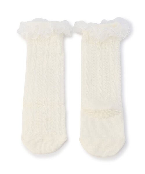 BREEZE（ブリーズ）の「おめかしベビーハイソックス（ベビーシューズ/ベビーソックス・キッズ・ネイビー/アイボリー/ベビーピンク/オフホワイト・12/9）」の2枚目の写真
