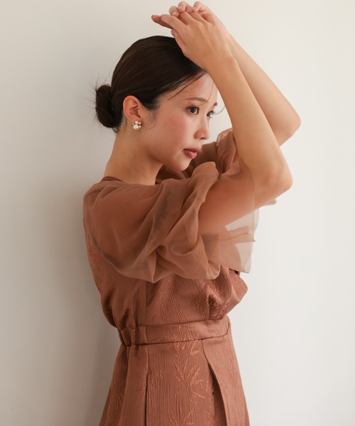 haremode（ハレモード）の「結婚式 お呼ばれ 二次会 謝恩会 成人式 同窓会 対応 20代 30代 レース ジャガード オールインワン パンツドレス きれいめ パーティー オケージョン ドレス（パンツドレス・レディース・ブラック/ブラウン/グレー・S/M）」の3枚目の写真