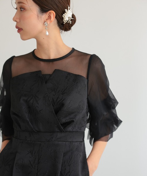 haremode（ハレモード）の「結婚式 お呼ばれ 二次会 謝恩会 成人式 同窓会 対応 20代 30代 レース ジャガード オールインワン パンツドレス きれいめ パーティー オケージョン ドレス（パンツドレス・レディース・ブラック/ブラウン/グレー・S/M）」の4枚目の写真