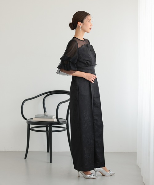 haremode（ハレモード）の「結婚式 お呼ばれ 二次会 謝恩会 成人式 同窓会 対応 20代 30代 レース ジャガード オールインワン パンツドレス きれいめ パーティー オケージョン ドレス（パンツドレス・レディース・ブラック/ブラウン/グレー・S/M）」の7枚目の写真