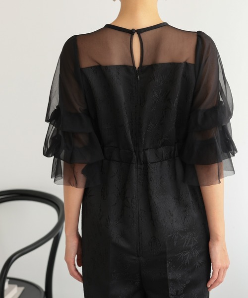 haremode（ハレモード）の「結婚式 お呼ばれ 二次会 謝恩会 成人式 同窓会 対応 20代 30代 レース ジャガード オールインワン パンツドレス きれいめ パーティー オケージョン ドレス（パンツドレス・レディース・ブラック/ブラウン/グレー・S/M）」の15枚目の写真