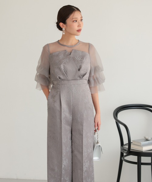 haremode（ハレモード）の「結婚式 お呼ばれ 二次会 謝恩会 成人式 同窓会 対応 20代 30代 レース ジャガード オールインワン パンツドレス きれいめ パーティー オケージョン ドレス（パンツドレス・レディース・ブラック/ブラウン/グレー・S/M）」の17枚目の写真