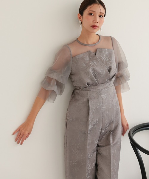 haremode（ハレモード）の「結婚式 お呼ばれ 二次会 謝恩会 成人式 同窓会 対応 20代 30代 レース ジャガード オールインワン パンツドレス きれいめ パーティー オケージョン ドレス（パンツドレス・レディース・ブラック/ブラウン/グレー・S/M）」の19枚目の写真