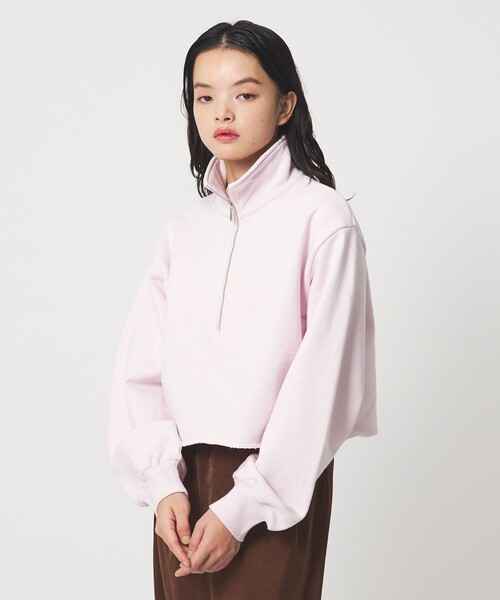 EMMEL REFINES（エメルリファインズ）の「＜EMMEL REFINES＞EM ウラケ ハーフジップ プルオーバー（スウェット・レディース・グレー/ホワイト/ピンク・FREE）」の3枚目の写真