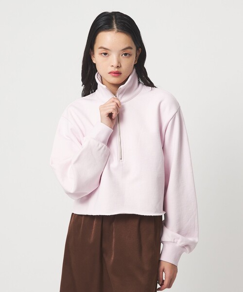 EMMEL REFINES（エメルリファインズ）の「＜EMMEL REFINES＞EM ウラケ ハーフジップ プルオーバー（スウェット・レディース・グレー/ホワイト/ピンク・FREE）」の5枚目の写真