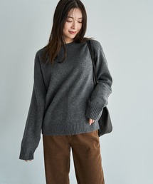 ウール混クルーネックニットプルオーバー