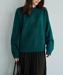 ウール混クルーネックニットプルオーバー