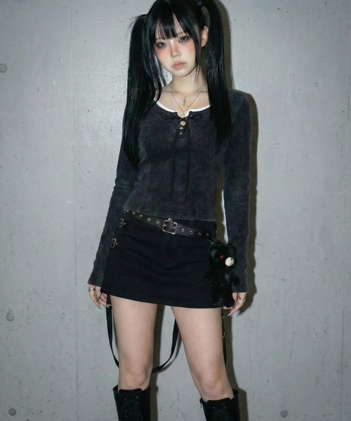 .KOM（ドットコム）の「『.KOM/ドットケーオーエム』切り替えスピンドル LS【Y】【CN】（Tシャツ/カットソー・レディース・チャコール・FREE）」の5枚目の写真