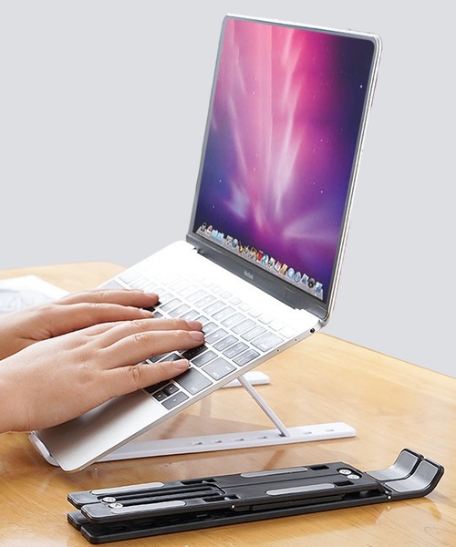 CALIFORNIA OUTFITTERS(カリフォルニア アウトフィッターズ)の「12D50-NM 折りたたみ式 ノートPCスタンド(PCグッズ・レディース・ホワイト/ブラック・ONESIZE)」の3枚目の写真