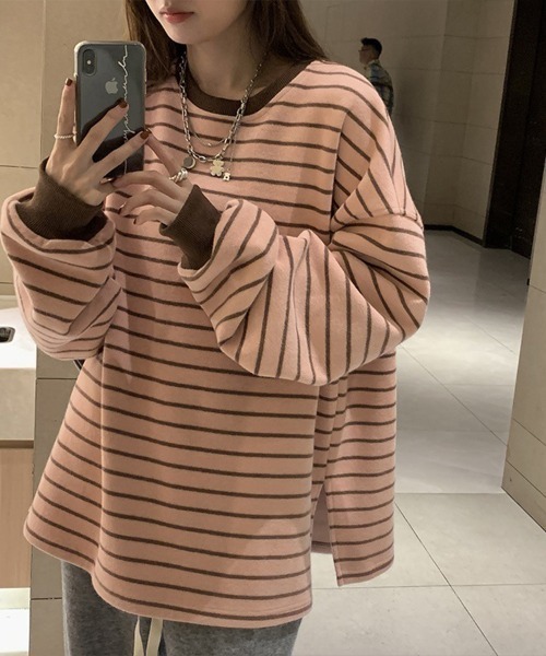 Flugge(フラッジー)の「ゆるボーダーロンT(Tシャツ/カットソー・レディース・ピンク・LARGE/MEDIUM)」の4枚目の写真