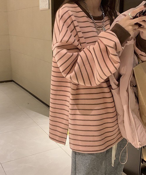 Flugge(フラッジー)の「ゆるボーダーロンT(Tシャツ/カットソー・レディース・ピンク・LARGE/MEDIUM)」の7枚目の写真