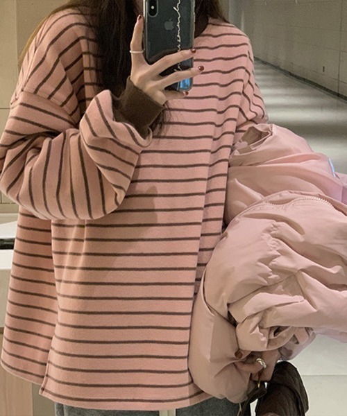 Flugge(フラッジー)の「ゆるボーダーロンT(Tシャツ/カットソー・レディース・ピンク・LARGE/MEDIUM)」の10枚目の写真