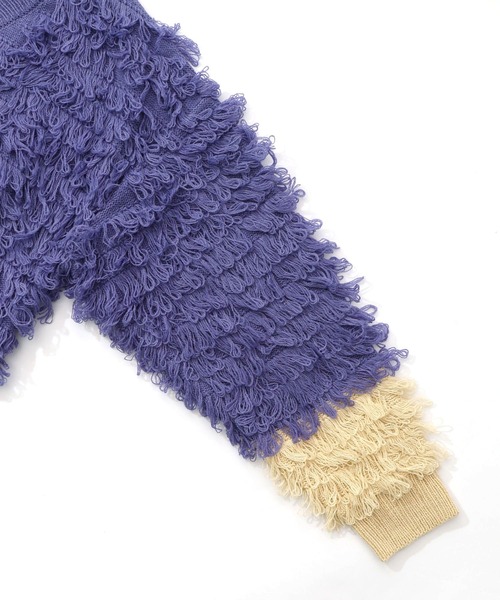 ScoLar（スカラー）の「153770：バイカラーフリンジニットカーディガン（カーディガン/ボレロ・レディース・ブラック/パープル・M）」の11枚目の写真