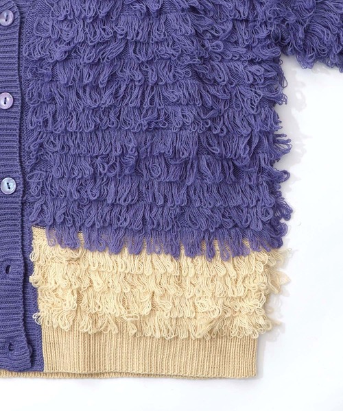 ScoLar（スカラー）の「153770：バイカラーフリンジニットカーディガン（カーディガン/ボレロ・レディース・ブラック/パープル・M）」の12枚目の写真