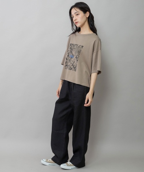 Munich（ミューニック）の「コットンジャージパイソン柄プリントTシャツ（Tシャツ/カットソー・レディース・ライトグレー/ホワイト/モカ・FREE）」の8枚目の写真