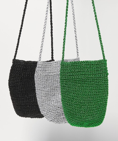 green label relaxing(グリーンレーベルリラクシング)の「メタリックヤーン ポシェット / ショルダーバッグ(ショルダーバッグ・レディース・シルバー/ケリーグリーン/ブラック・FREE)」の10枚目の写真