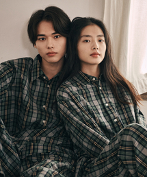 OGGITT（オキット）の「(uni)フランネルマグワートチェックパジャマシャツ グリーン（シャツ/ブラウス）」