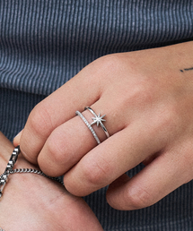 RS011 Two Line Starry Open Ring