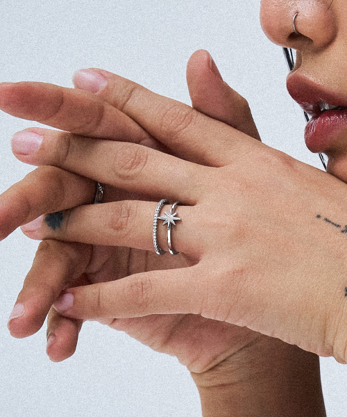 SCALETTO(スカーレット)の「RS011 Two Line Starry Open Ring(リング・レディース・シルバー・FREE)」の4枚目の写真