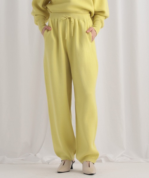 mysty woman（ミスティウーマン）の「スウェットライクニットパンツ 644152（その他パンツ・レディース・ネイビー/イエロー/アイボリー・FREE）」の3枚目の写真