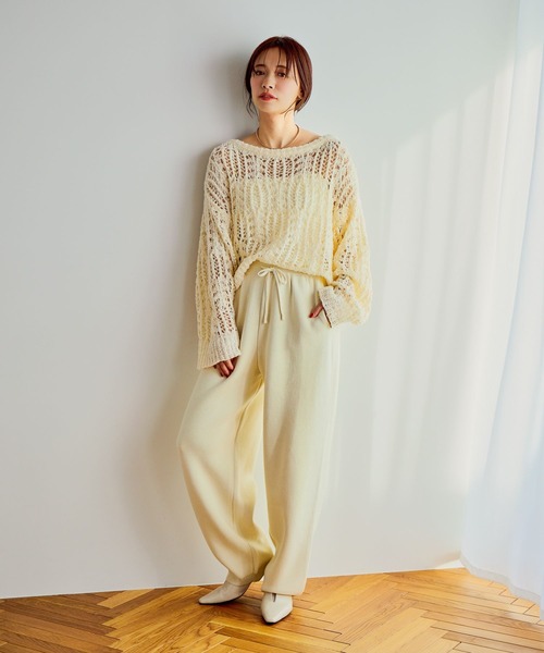 mysty woman（ミスティウーマン）の「スウェットライクニットパンツ 644152（その他パンツ・レディース・ネイビー/イエロー/アイボリー・FREE）」の8枚目の写真