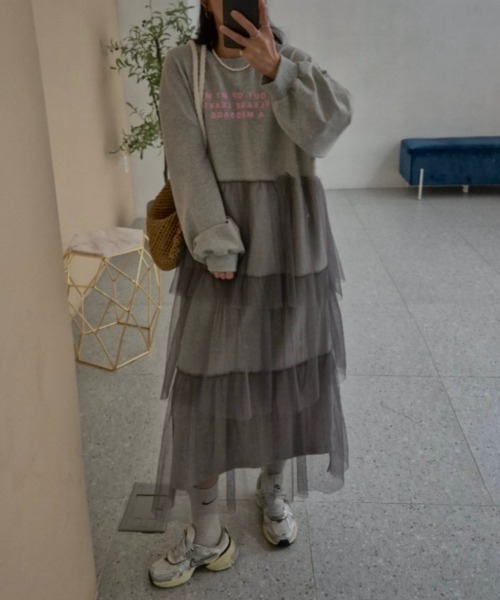 ロングパッチワークレースワンピース（ワンピース）｜Aelina（エリナ