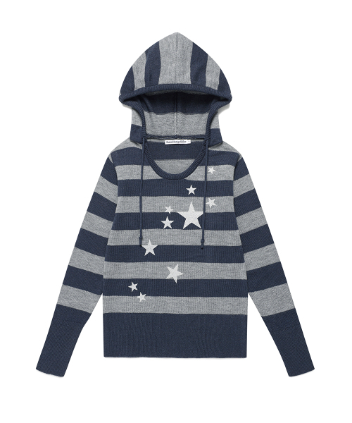 Cavish（カビシ）の「W U NECK STRIPED STAR KNIT HOODIE NAVY(CV2FFFK601A)（ニット/セーター・レディース・ネイビー・S/M）」の5枚目の写真