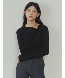 GNGB（ジーエンジービー）の「Uネックウィーブロングスリーブ_ブラック（Tシャツ/カットソー）」