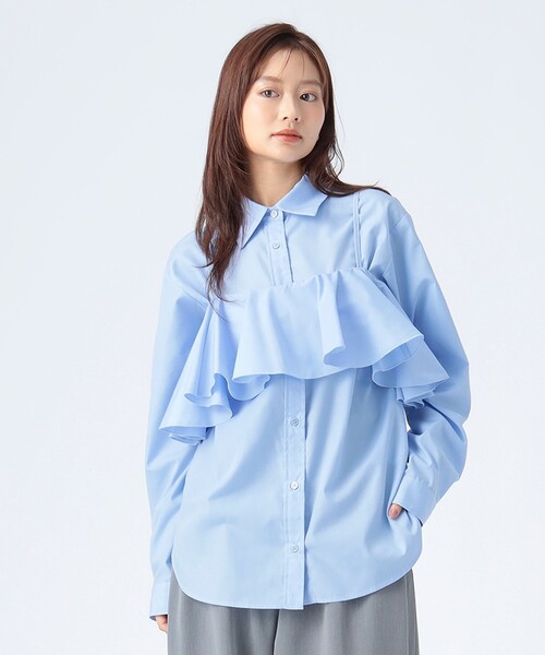 BEAMS HEART(ビームスハート)の「フリルビスチェ セットシャツ(シャツ/ブラウス・レディース・ホワイト/サックスブルー/チャコールグレー・FREE)」の1枚目の写真