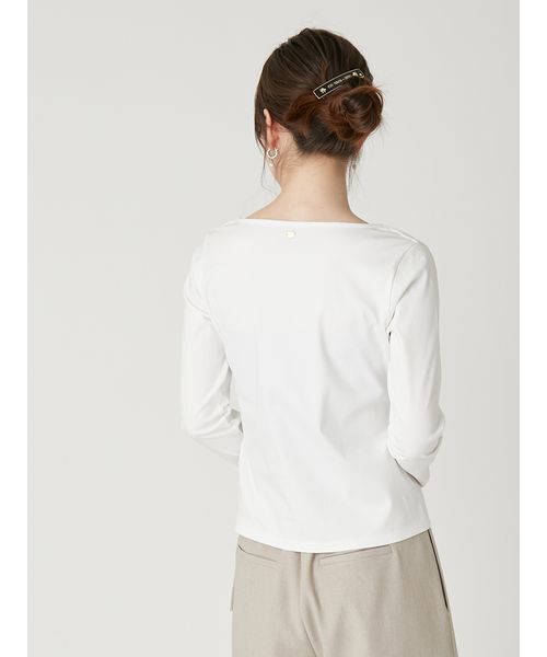 FRAY I.D（フレイアイディー）の「スクエアネックTシャツ／接触冷感・防シワ（Tシャツ/カットソー・レディース・ホワイト/ネイビー/イエロー/ブラック・F）」の6枚目の写真