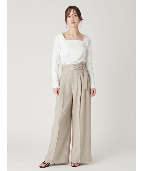 FRAY I.D（フレイアイディー）の「スクエアネックTシャツ／接触冷感・防シワ（Tシャツ/カットソー・レディース・ホワイト/ネイビー/イエロー/ブラック・F）」の13枚目の写真