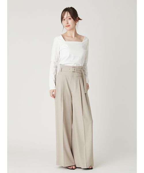 FRAY I.D（フレイアイディー）の「スクエアネックTシャツ／接触冷感・防シワ（Tシャツ/カットソー・レディース・ホワイト/ネイビー/イエロー/ブラック・F）」の14枚目の写真